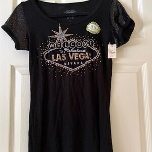 Black 'Welcome to Fabulous Las Vegas' Sequin Tee